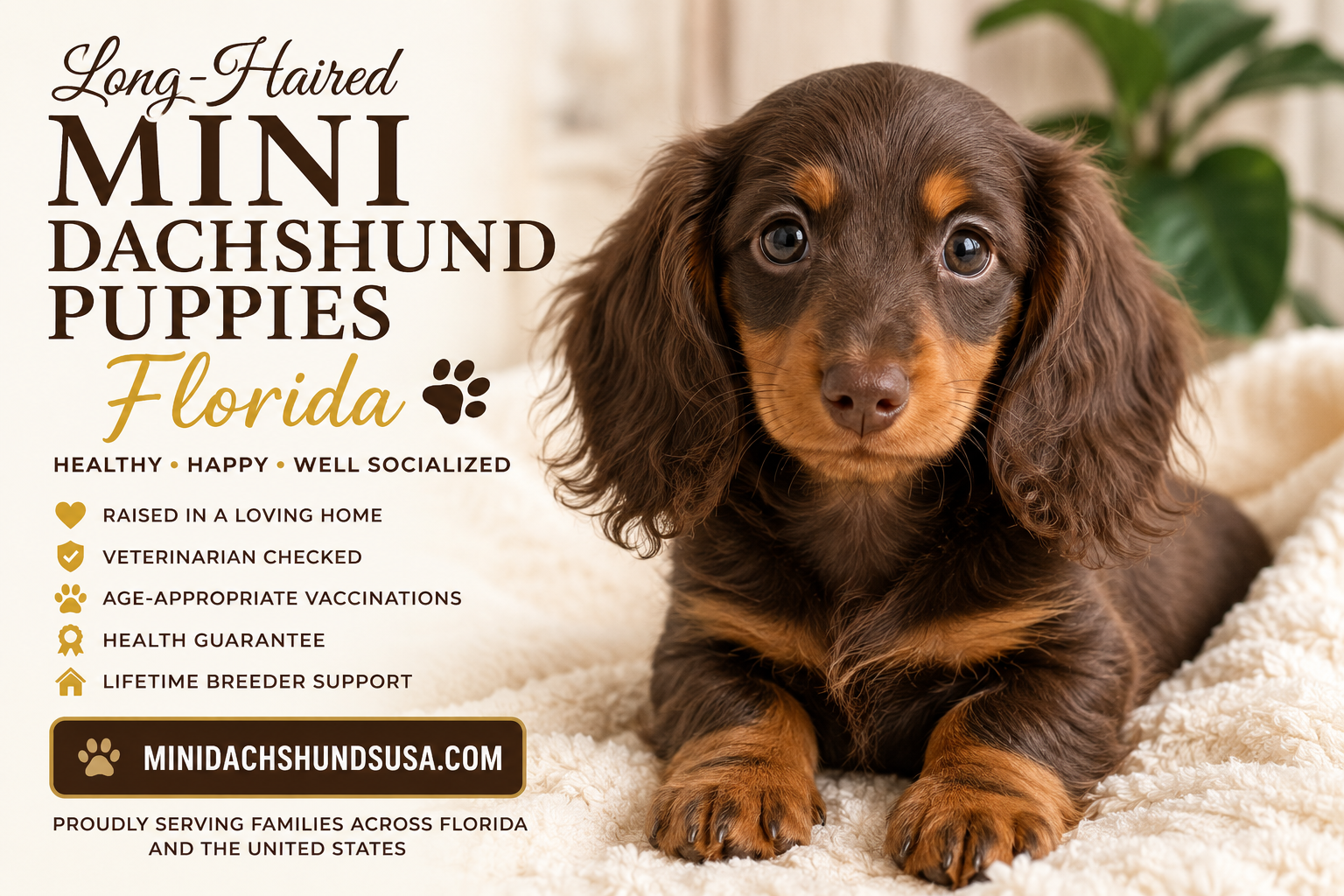 You are currently viewing Long-haired Mini Dachshund puppies Florida