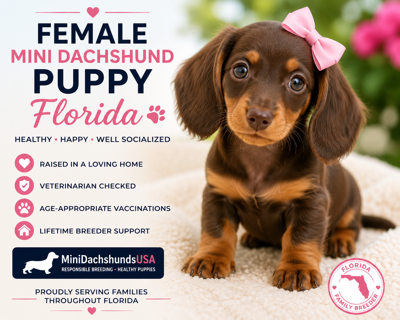 You are currently viewing Female Mini Dachshund puppy Florida